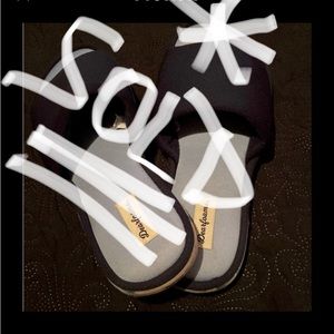 Sz 9~10 DEARFOAMS Navy on Light Blue Gel Insole Slides/Slippers in VVGUC